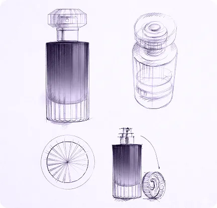 Dessin flacon de parfum violet luxe